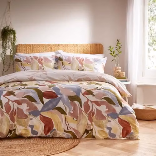 Riva Home Amarosa Reversible Floral Duvet Cover and Pillowcase Set, White, 200 x 200 cm