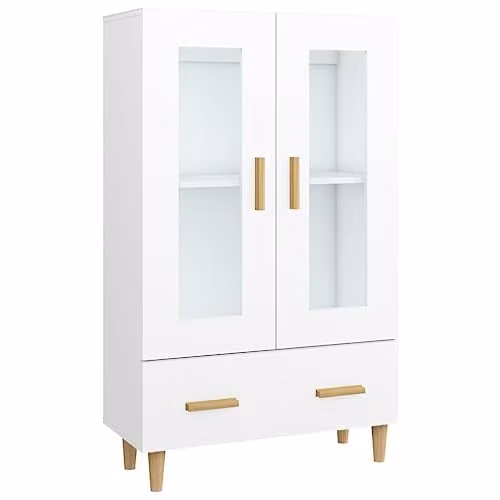 vidaXL Scandinavian White Matt Highboard with Internal Shelves and Drawers, W/D/H: 70 x 31 x 115 cm
