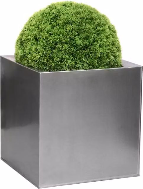 Primrose Silver Galvanised Steel Outdoor Cube Planter Tub