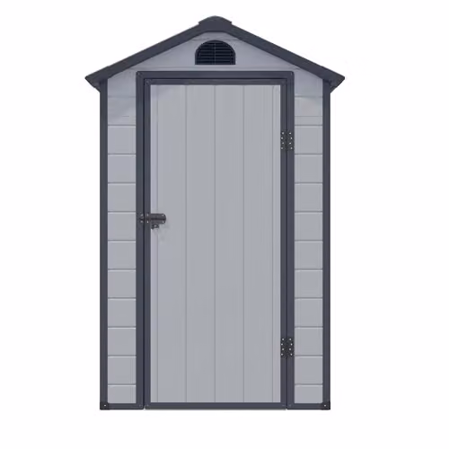 Rowlinson Airevale Plastic Apex Shed in Light Grey with Foundation Kit and Window, W/D/H: 121.92 x 120 x 204 cm – 2