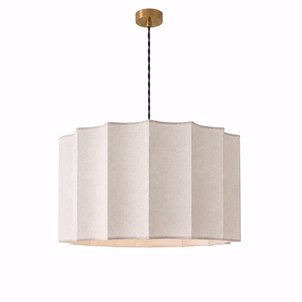 CGC Lighting Catalina Large Inverted Scallop Lampshade, Cream Beige Fine Linen, Diameter: 50 cm – 2