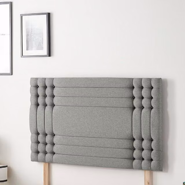Somnior Beds Ltd Saville Linen Fabric Upholstered Divan Headboard in Silver, Double (Height: 81.28 cm)