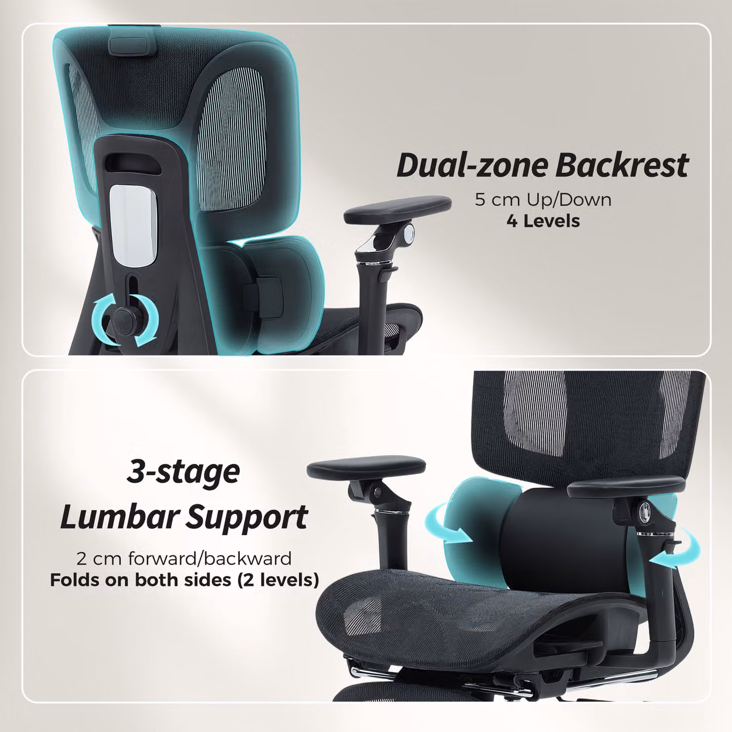 HOMCOM Ergonomic Black Fabric Office Chair with Headrest and Armrests – 5