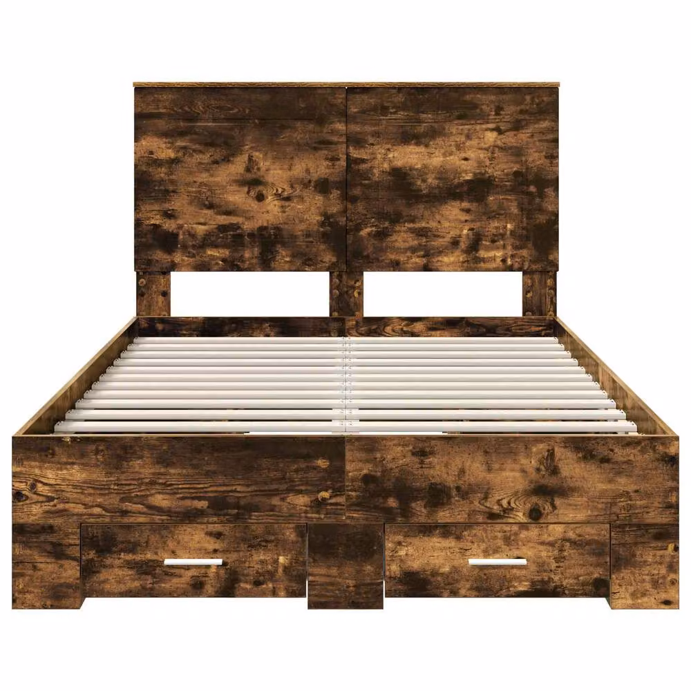 Berkfield Home Modern Bed Frame with Drawers in Smoked Oak Brown, W/D/H: 120 x 190 cm – 3