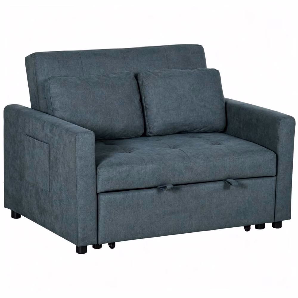 STILVORA 3-in-1 Modern Grey Fabric Sofa Bed with Pull-Out Frame, Solid Wood Frame and Scatter Cushions – 3
