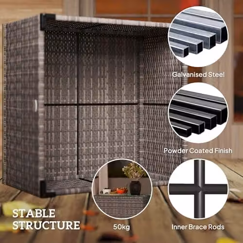 Outsunny Outdoor Coffee Table with Glass Top in Dark Grey, W/D/H: 62 x 62 x 38 cm – 5