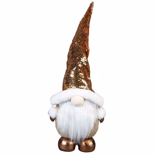 Shatchi Gold Christmas Gnome Tabletop Figurine, 44 cm