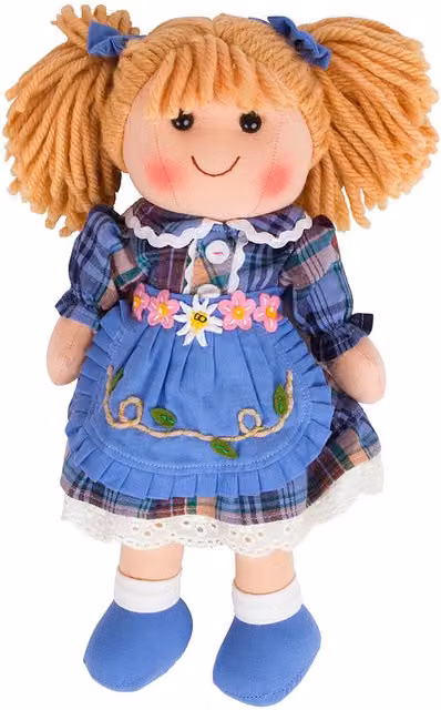 Bigjigs Toys Katie Doll Soft Body Baby Toy in Blue, Medium