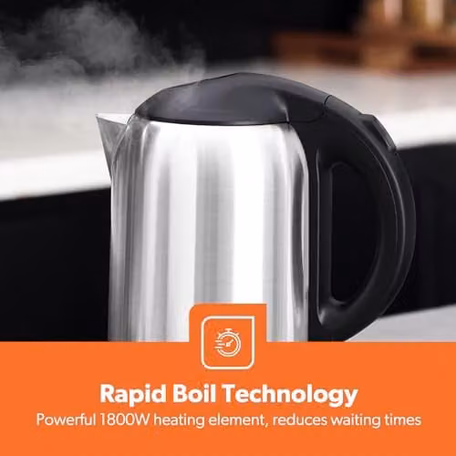 Geepas Stainless Steel Kettle 1.8L and 4 Slice Toaster Set in Black and Silver – 2