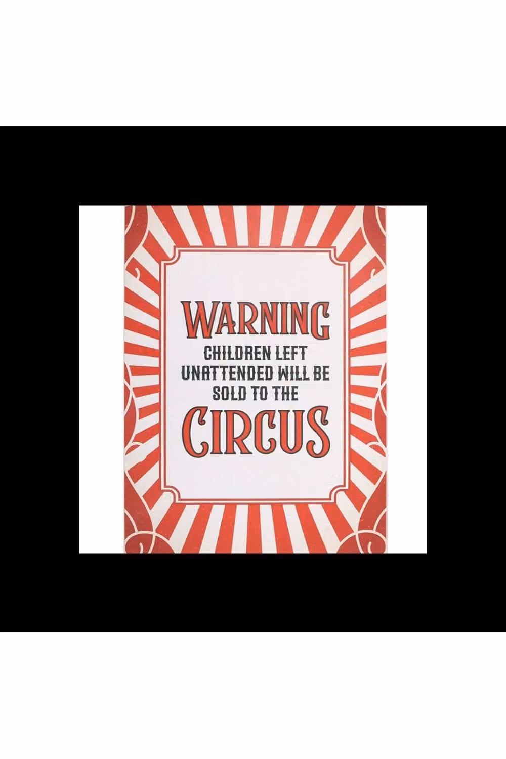 KDMD Red Metal Circus Warning Hanging Sign with Retro Striped Typography – 2