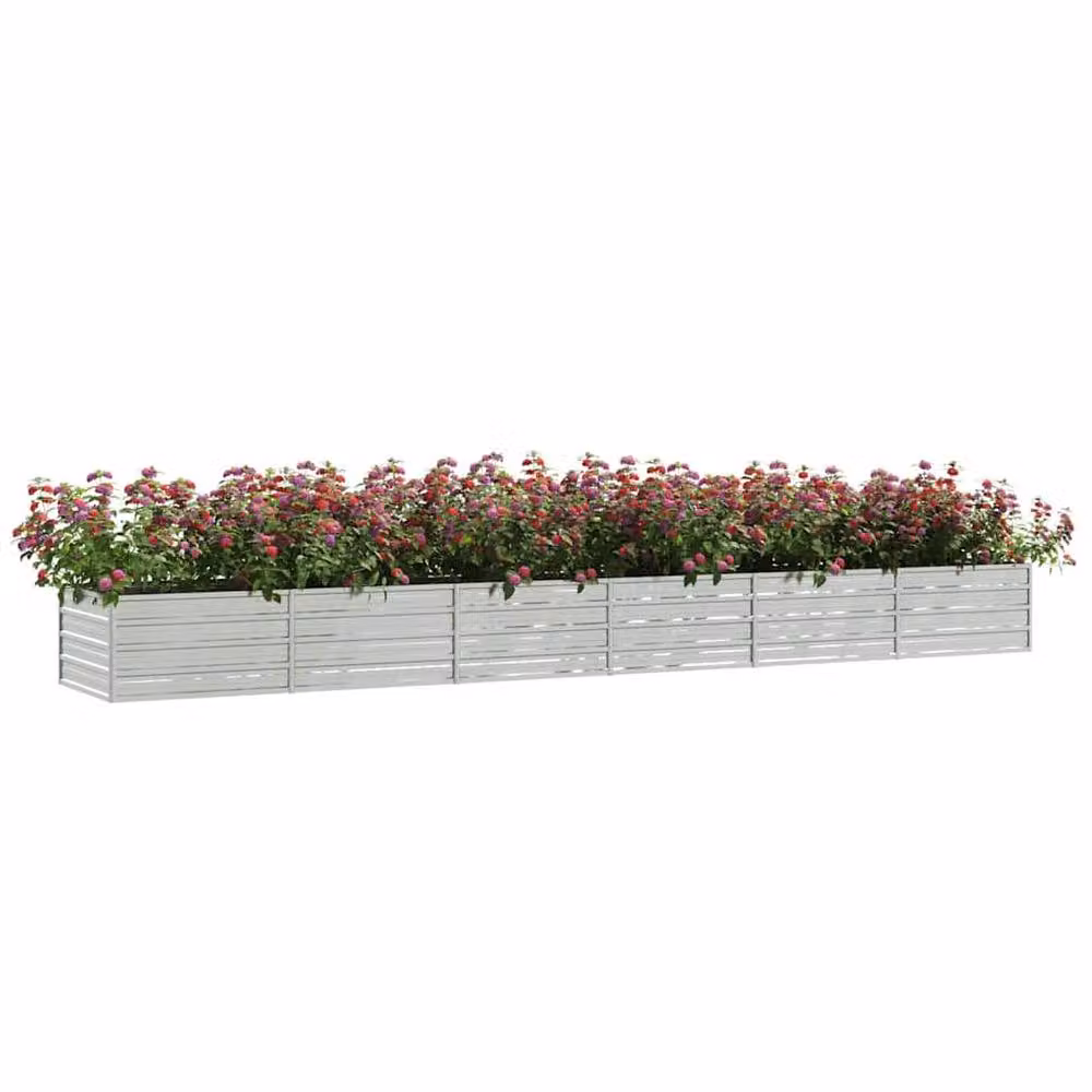 Berkfield Home Garden Raised Bed in Silver Galvanised Steel, W: 480 cm, D: 80 cm, H: 45 cm – 2