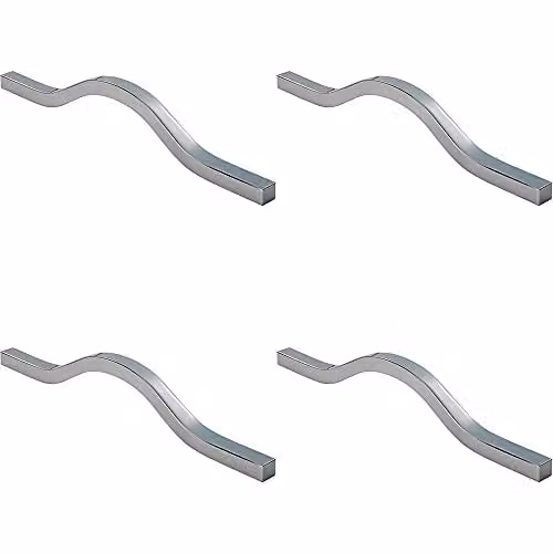 Loops 4 Pack Curved Square Bar Pull Handles in Chrome, 240 x 12 mm with 160 mm Fixing Centres