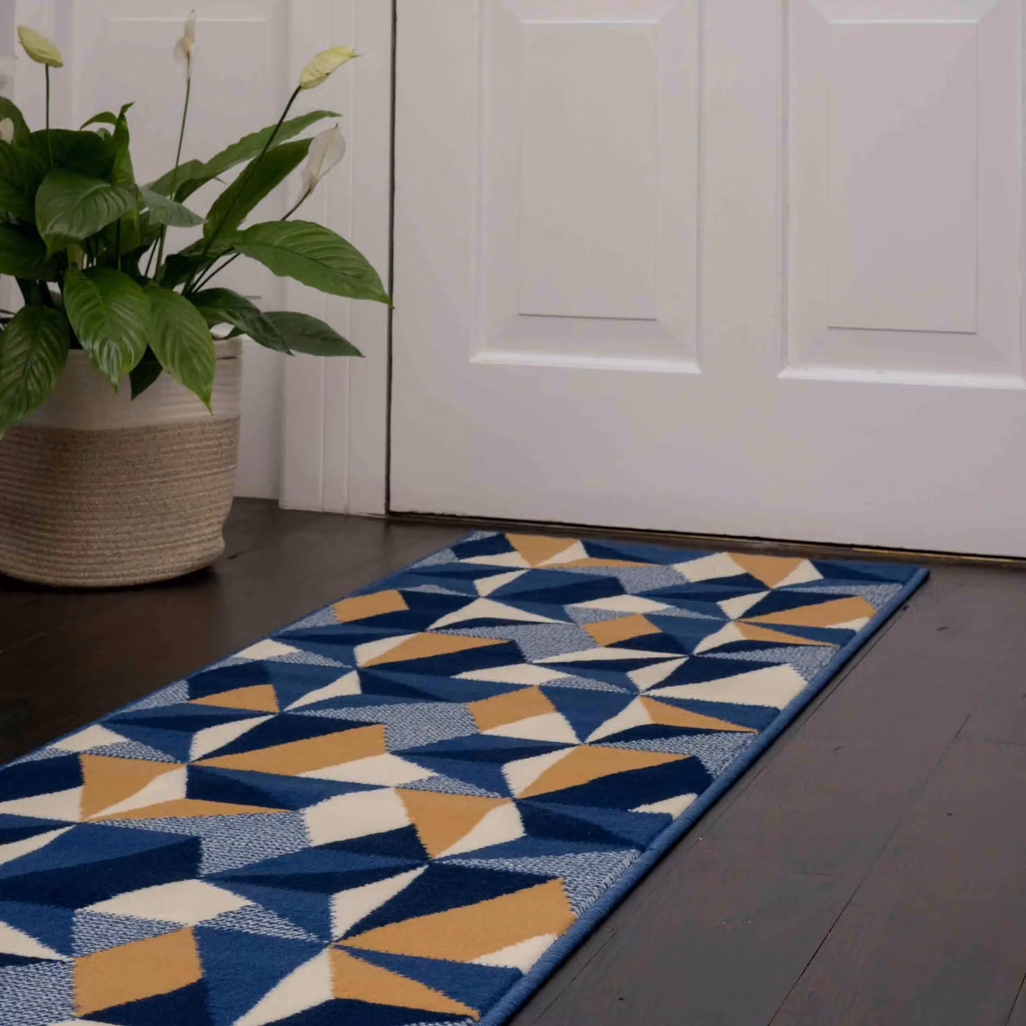 Kukoon Blue Geometric Modern Rectangular Living Area Rug W: 80 cm, L: 150 cm – 5