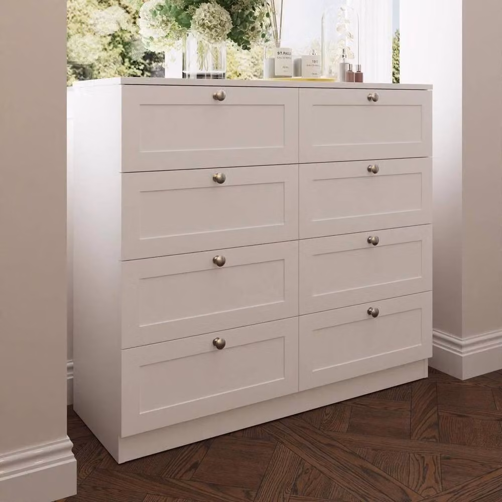 KORVIXA Modern Matt White 8 Drawer Chest of Drawers W/D/H: 100 x 100 x 100 cm – 2