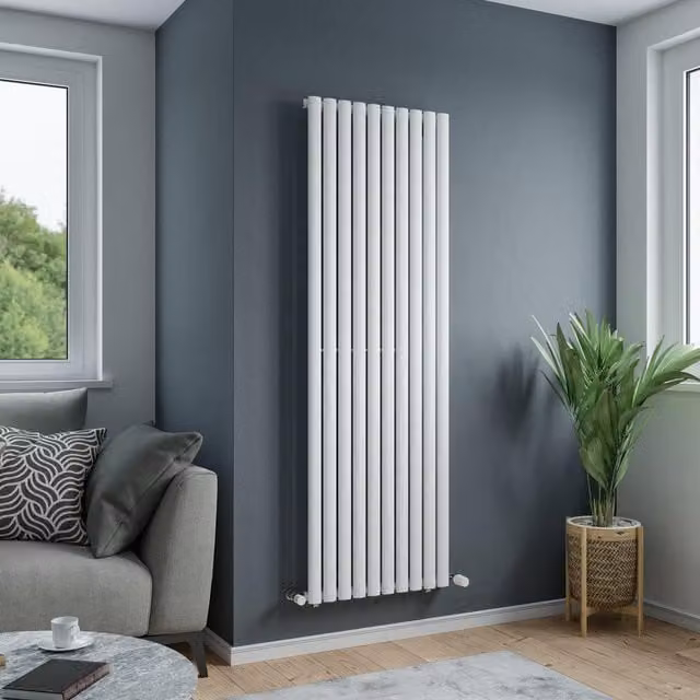 Agadon Solo Designer Oval Tube Radiator in White, H 180 cm x W 48 cm – 1