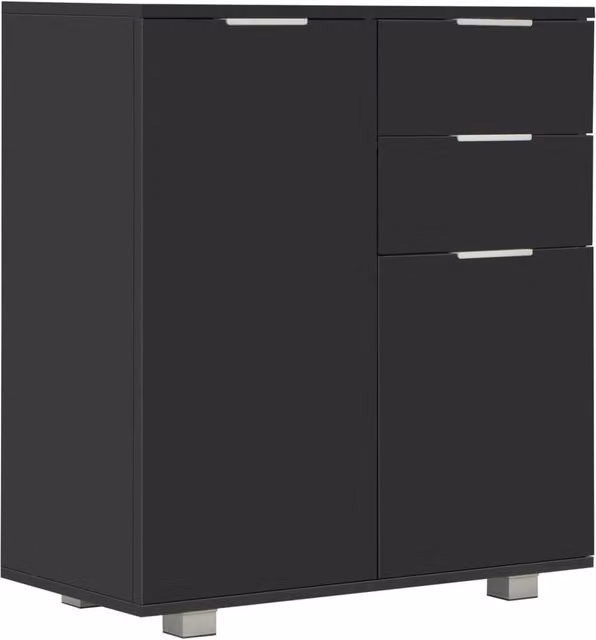 Berkfield Home Modern High Gloss Black Sideboard in Engineered Wood W/D/H: 71 x 35 x 76 cm