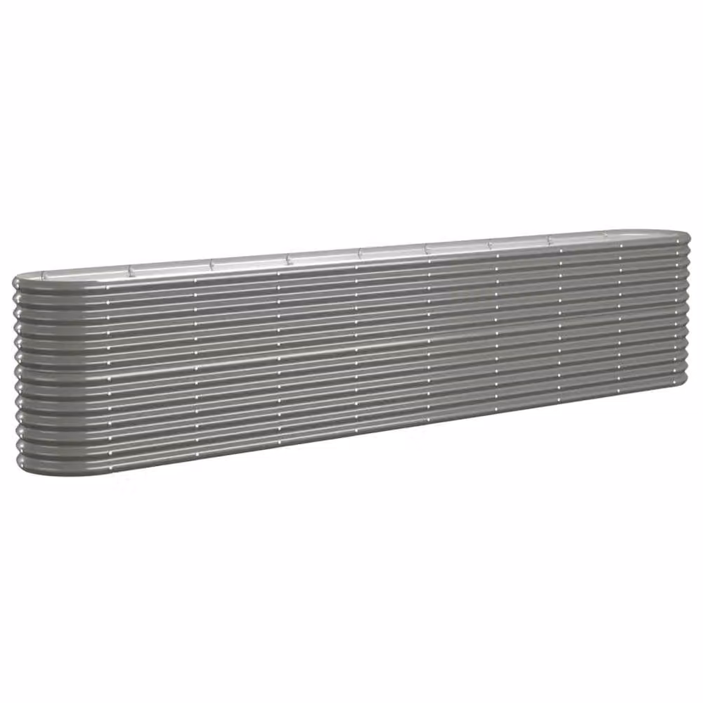 Berkfield Home Garden Grey Powder-coated Steel Raised Bed W/D/H: 332 x 40 x 68 cm – 2