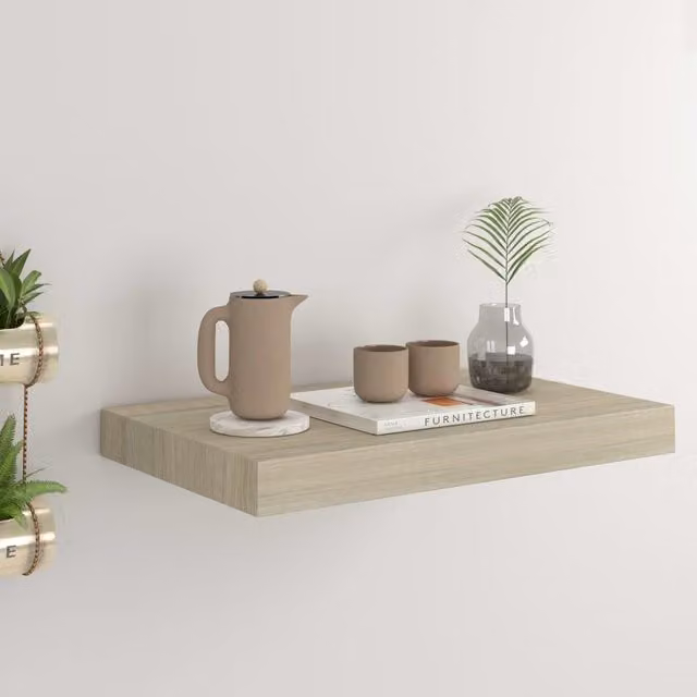 Berkfield Home Floating Wall Shelf in Oak Brown, W/D/H: 40 x 23 x 3.8 cm