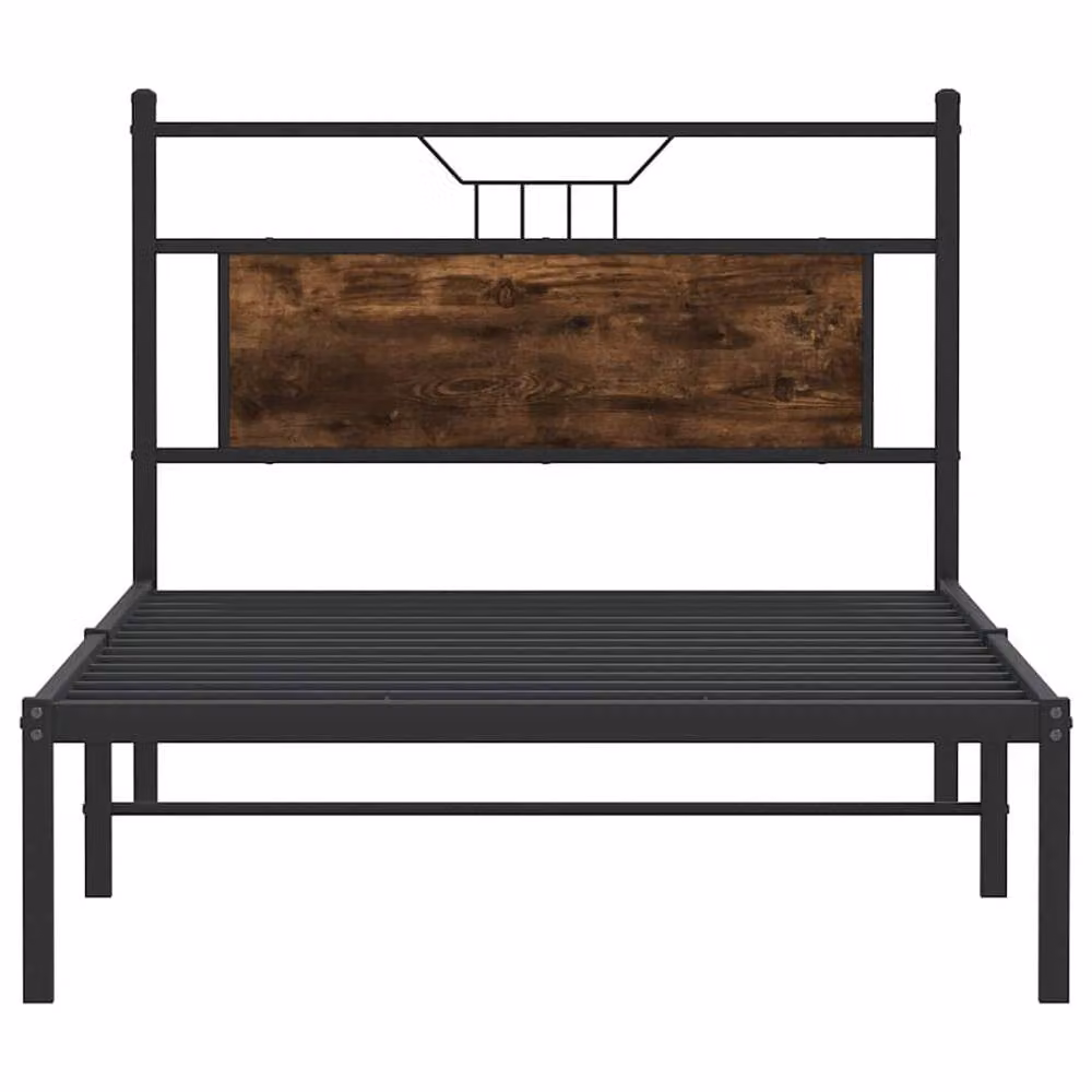 Berkfield Home Decorative Bed Frame in Smoked Oak and Brown, W/D/H: 100 x 190 x 91.5 cm – 3