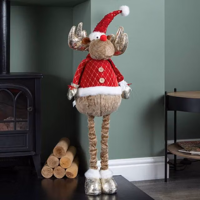 Samuel Alexander 1m Plush Festive Golden Comet Decoration in Gold, Red and White