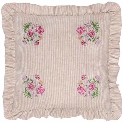 Wylder Martha Floral Embroidered Ruffle Cushion in Pink, W/D/H: 50 x 50 x 50 cm – 1