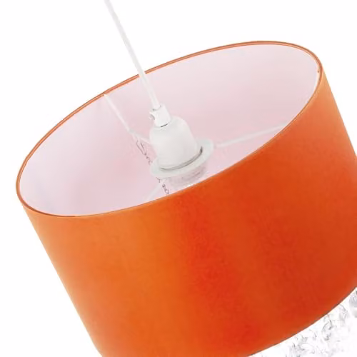 Happy Homewares Modern Orange Satin Fabric Pendant Light Shade with Transparent Acrylic Droplets, Diameter: 30 cm – 2