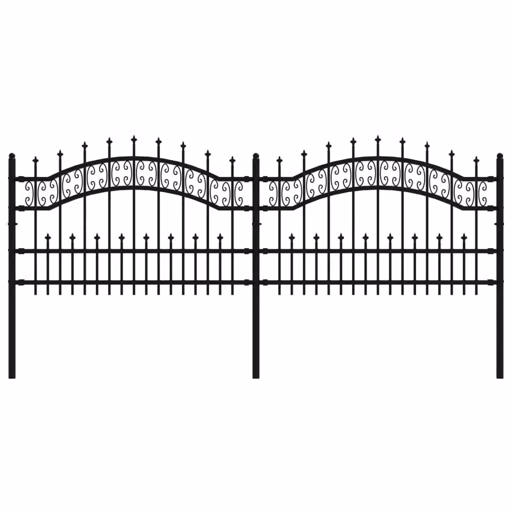 Berkfield Home Spear Top Garden Fence, Black Powder-coated Steel, Height: 115 cm – 2