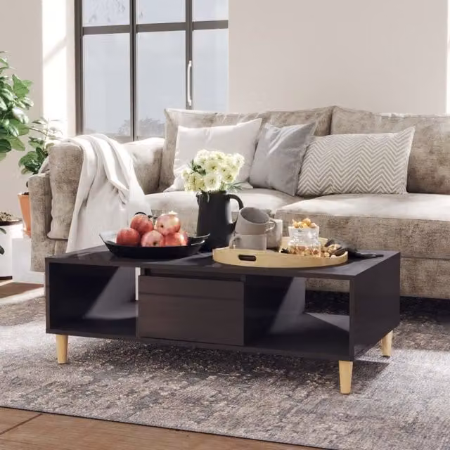 Berkfield Home High Gloss Grey Rectangular Coffee Table, W: 103.5 cm, D: 60 cm, H: 35 cm