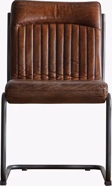 Perch & Parrow Vintage Brown Leather Chair with Metal Upholstered Frame