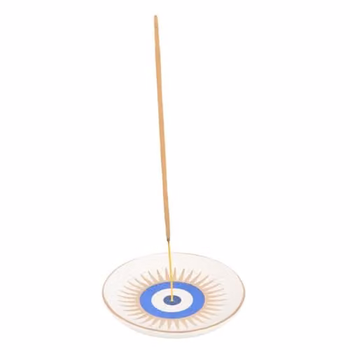 KDMD All-Seeing Eye Ceramic Incense Stick Holder, White, W/D/H: 13.0 x 10.7 x 13.0 cm