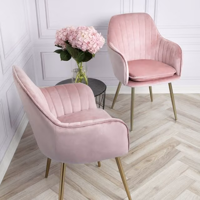 Home Garden Direct Retro Velvet Armchair in Purple and Pink