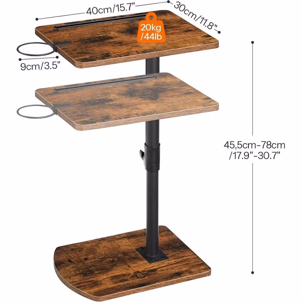 FORGEVIO C Shaped Side Table with Height Adjustable and Rotating Top in Brown – 2