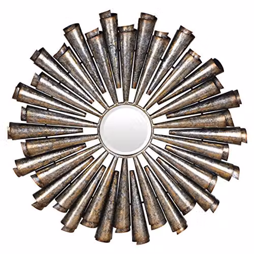 Orsina Tribeca Round Silver Metal Wall Mirror