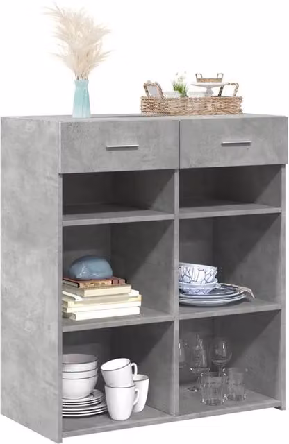 Berkfield Home Sideboard in Concrete Grey, MDF, W/D/H: 80 x 42.5 x 93 cm – 1