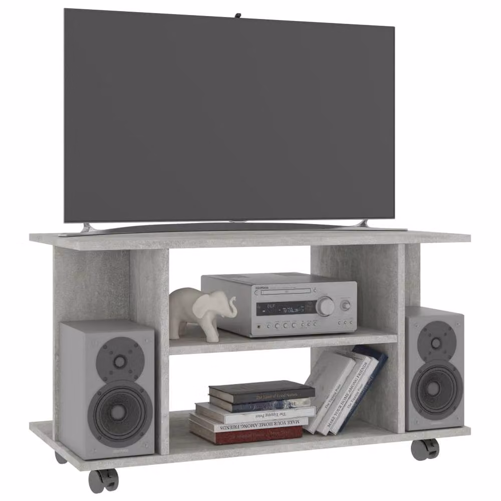 Berkfield Home TV Cabinet with Castors in Concrete Grey, W/D/H: 80 x 40 x 45 cm – 3