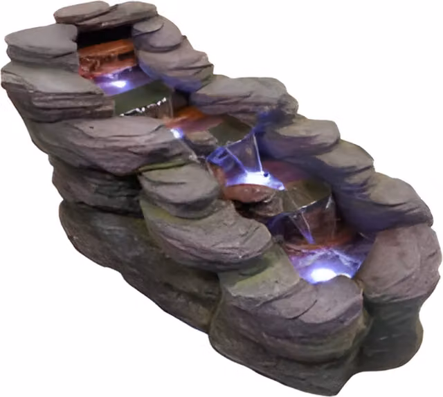 Tranquility Zen Stone Solar Cascade Water Feature in Grey Resin