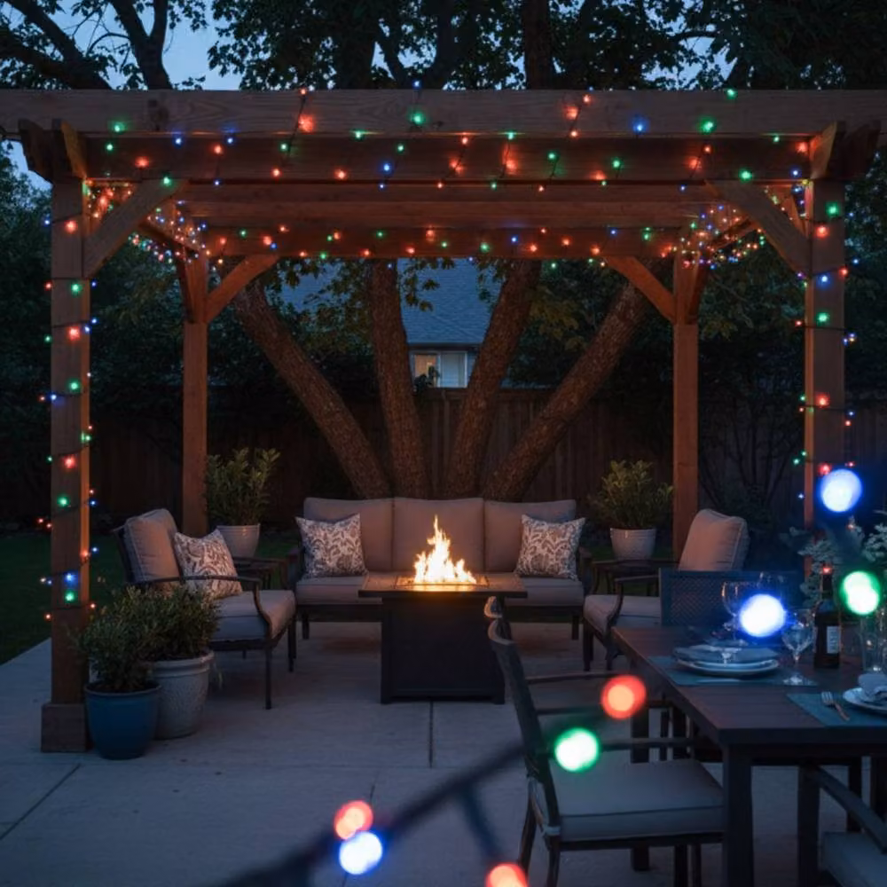 Pegdev RGB LED Cluster Lights with Flash, Multicolour, Black Cable, Connectable, 5m – 3