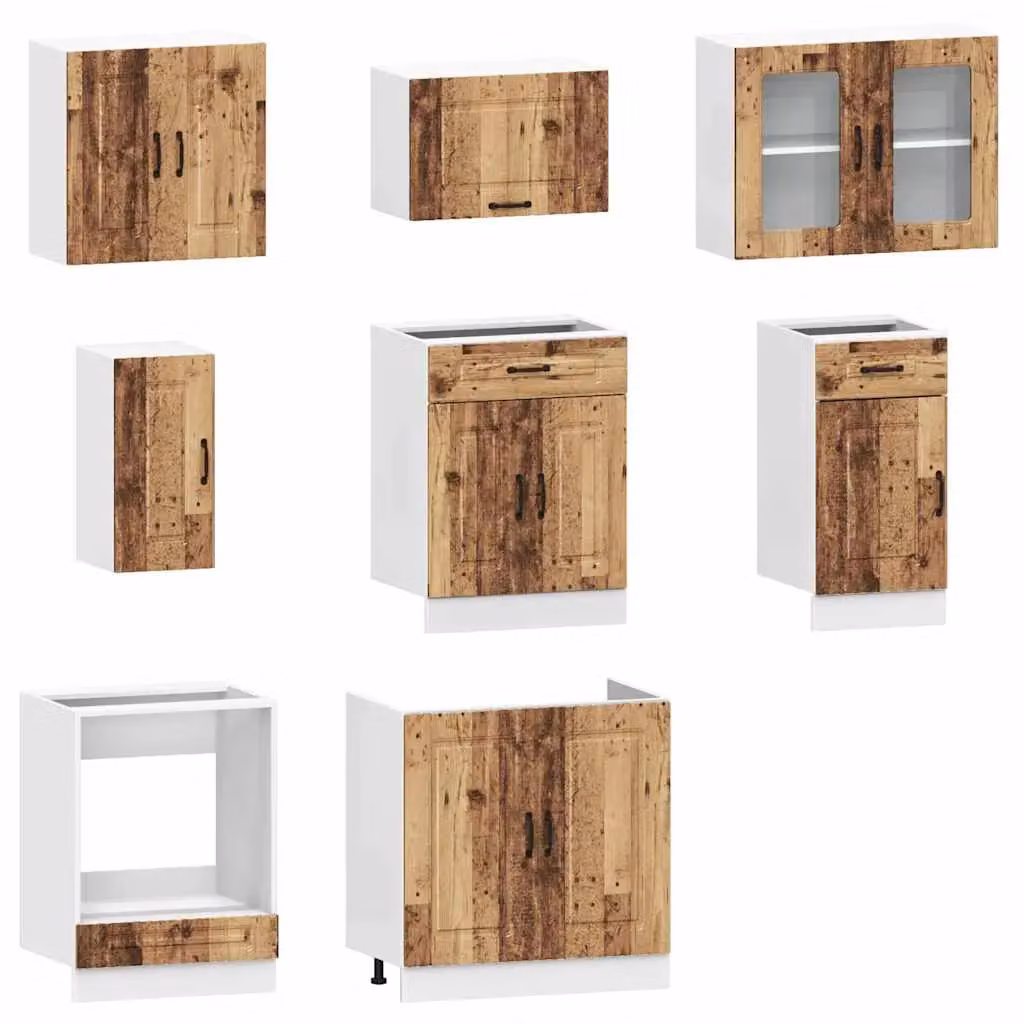 Berkfield Home Kalmar 8 Piece Rustic Kitchen Cabinet Set in Brown Engineered Wood – 3