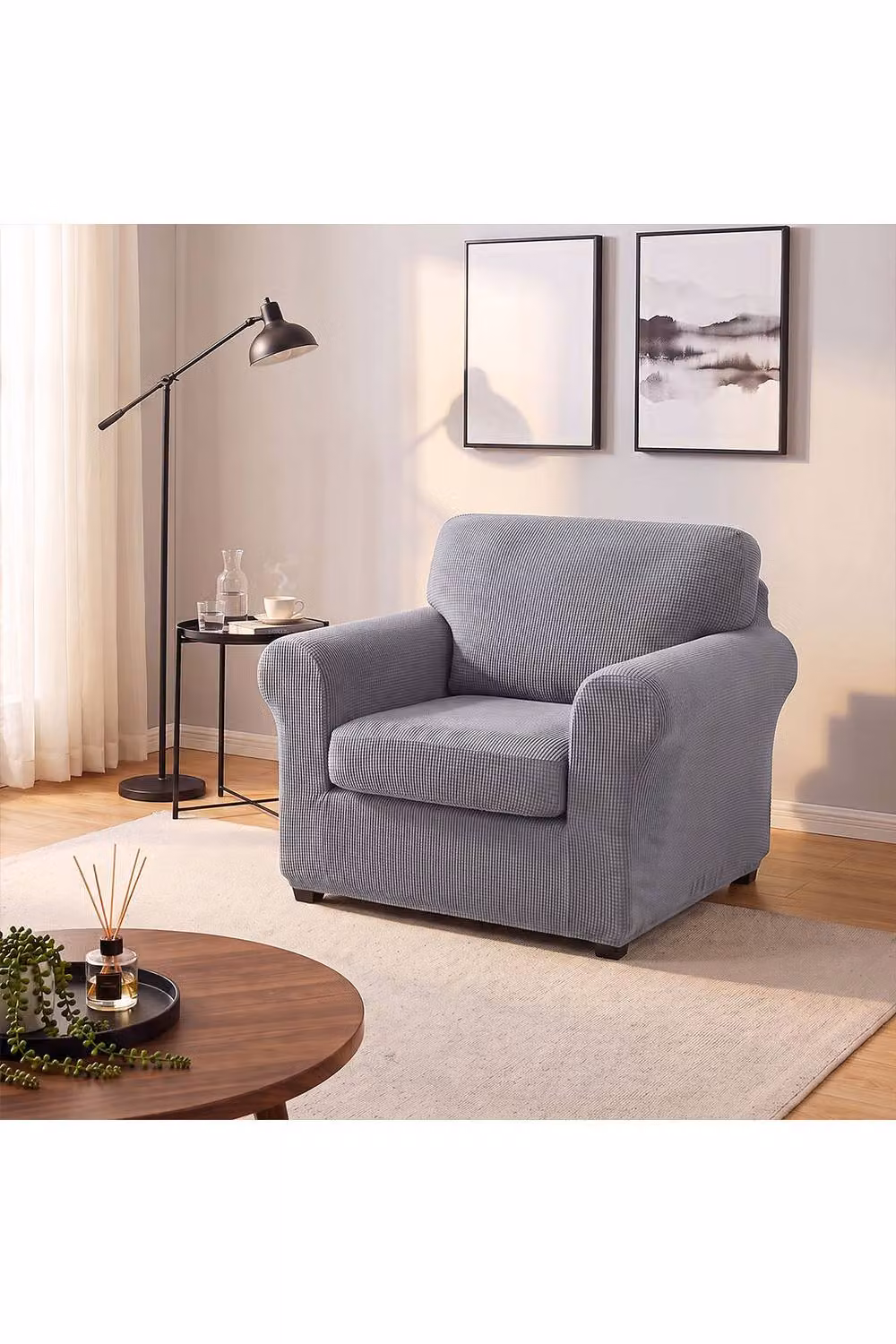Living and Home Grey Anti-slip and High Stretch Sofa Cover Slipcover – 2