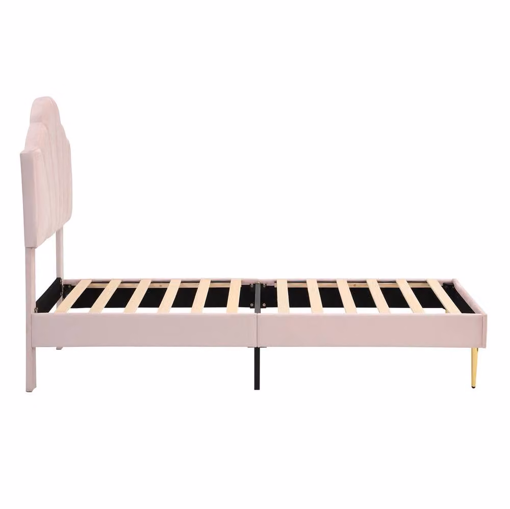 STILVORA Single Upholstered Velvet Bed in Pink with Adjustable Headboard, W/D/H: 90 x 190 cm – 3