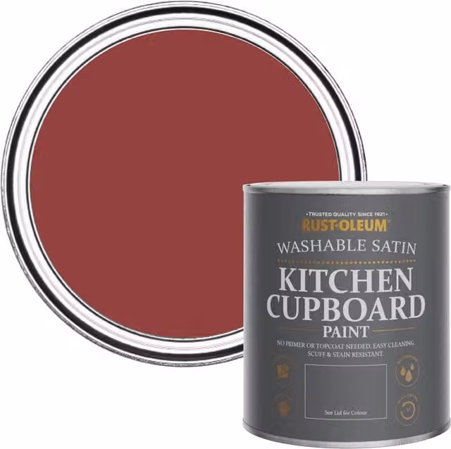 Rust-Oleum Satin Kitchen Cupboard Paint in Red, 0.75 l – 1