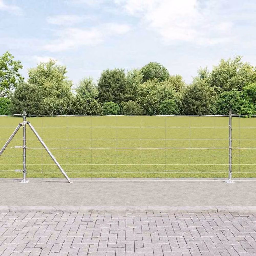 Berkfield Home Stylish Field Fence in Silver Galvanised Steel, 0.8 x 100 m – 2