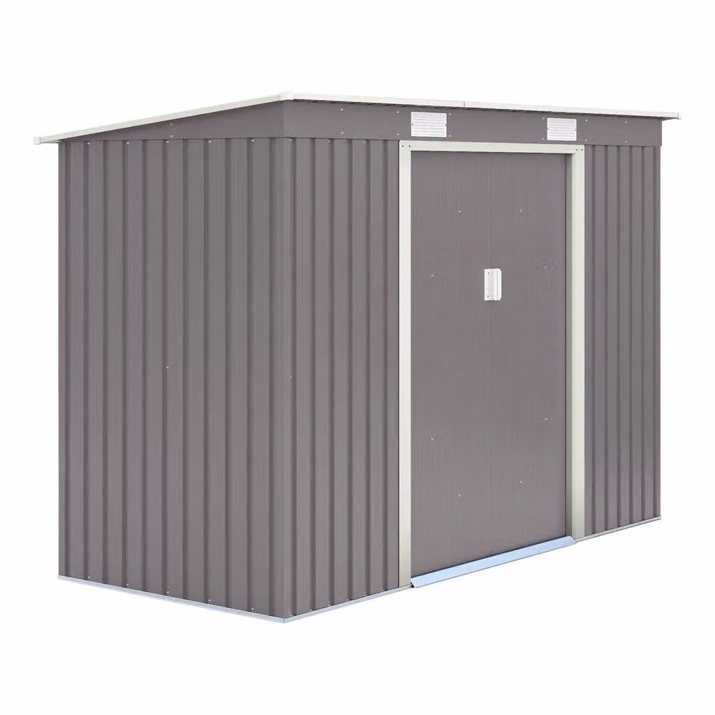 Cheshire Metal Pent Shed with Double Doors in Light Grey – 2