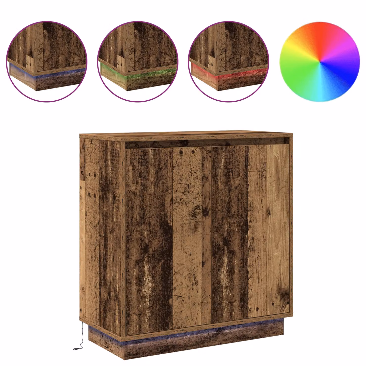 Berkfield Home Rustic Brown Sideboard with Integrated LED Lighting, W/D/H: 71 x 34.5 x 75 cm – 3