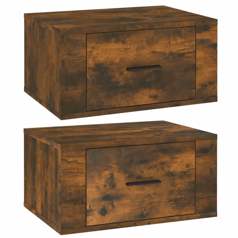 Berkfield Home Elegant Wall-mounted Bedside Cabinets, 2 Piece Set in Smoked Oak Brown, W: 50 cm, D: 36 cm, H: 25 cm – 3