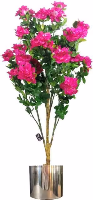 Botanik UK Luxury Pink Flowering Artificial Tabletop Tree with Silver Planter, Height: 105 cm