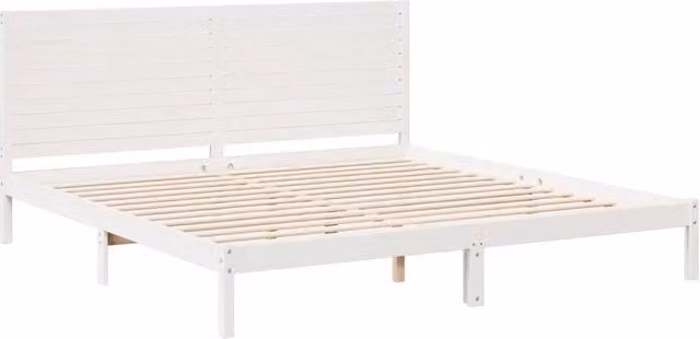 Berkfield Home Decorative Extra Long Solid Wood Bed Frame in White, W/D/H: 180 x 220 cm