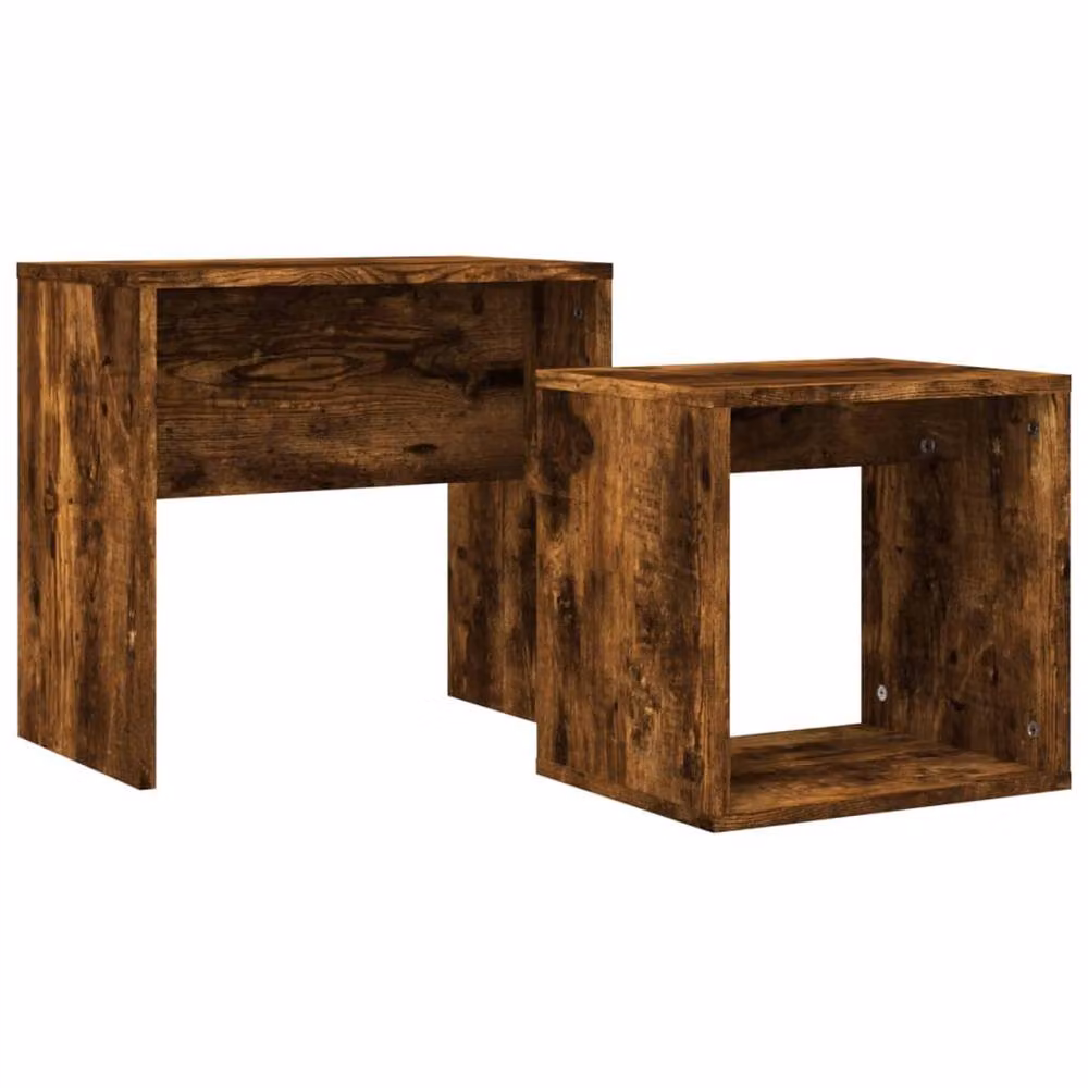 Berkfield Home Nesting Coffee Tables, 2 Piece Set in Smoked Oak Brown Engineered Wood – 3
