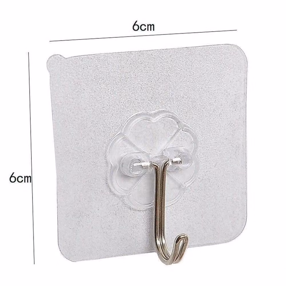 VOGREX 20-Piece Self-Adhesive Heavy Duty Seamless Wall Hooks in Transparent Plastic – 2