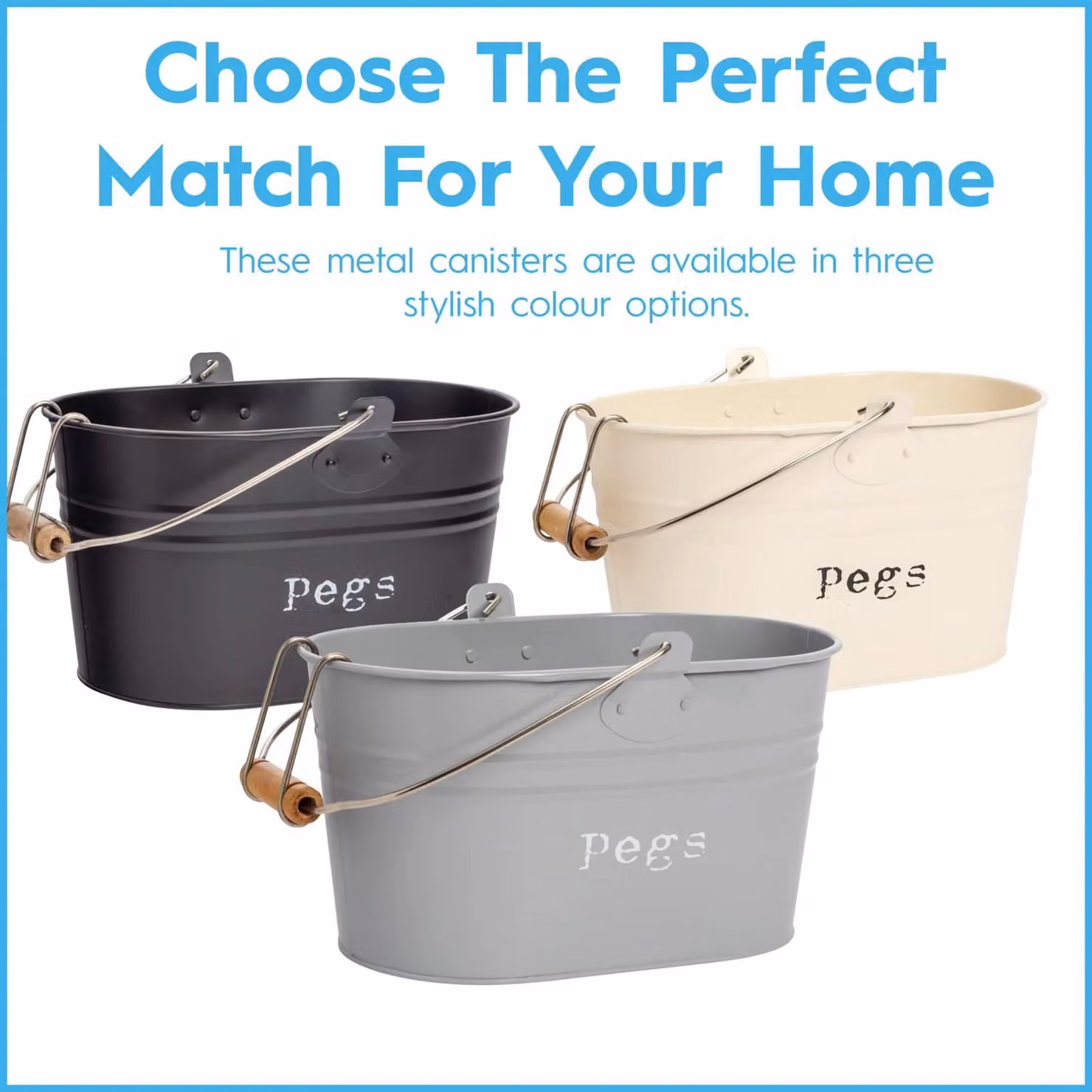 Harbour Housewares Metal Clothes Peg Bucket in Black – 2
